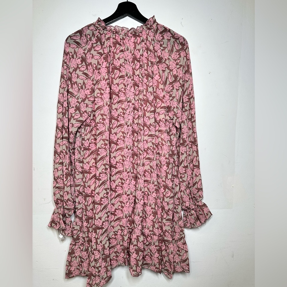 NWT Missguided Tie Neck Double Layered Smock Dress Floral - Picture 10 of 13